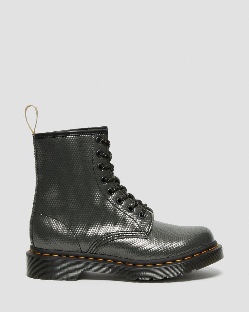 Dr Martens Vegan 1460 Metallic Emboss Snørestøvler Dame Grå | DK 224VRW